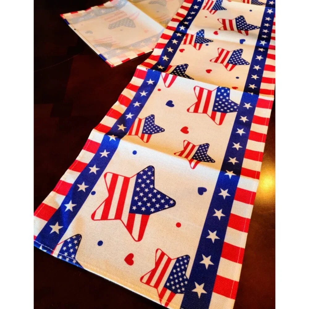 4th Of July Table Runner America Patriotic Decor Decoration Decorative Cloth